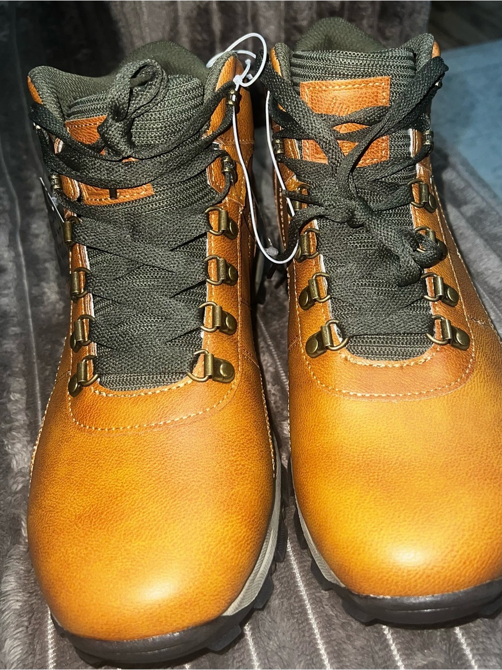 RBX Men's Brown Leather Boots with Olive Laces